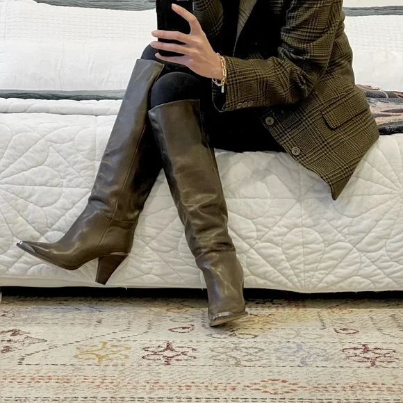 Free People Stevie Cowboy boots in Olive/Coffee Leather Size 39 - Picture 4 of 17